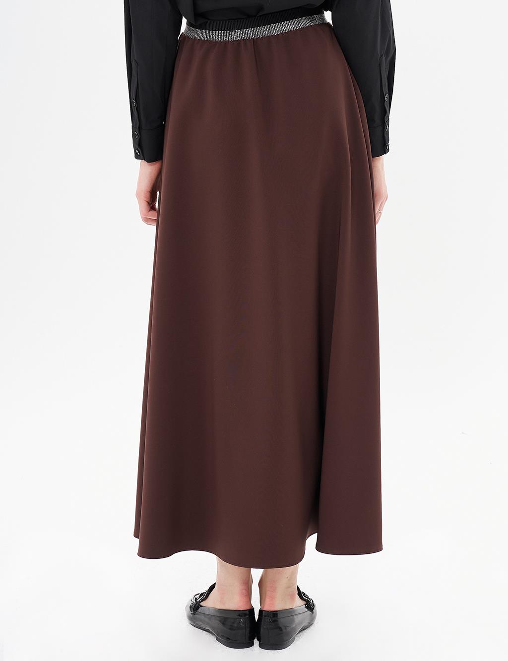 Flared Waist Elastic Skirt Dark Coffee