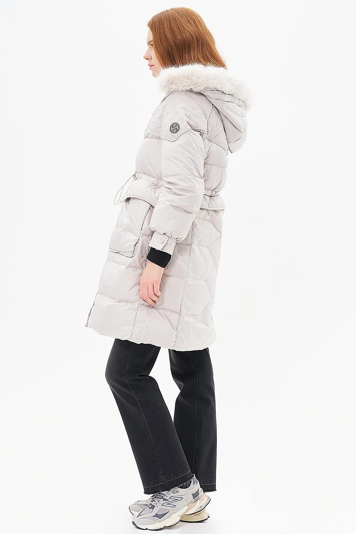 Light Grey Faux Fur Down Jacket