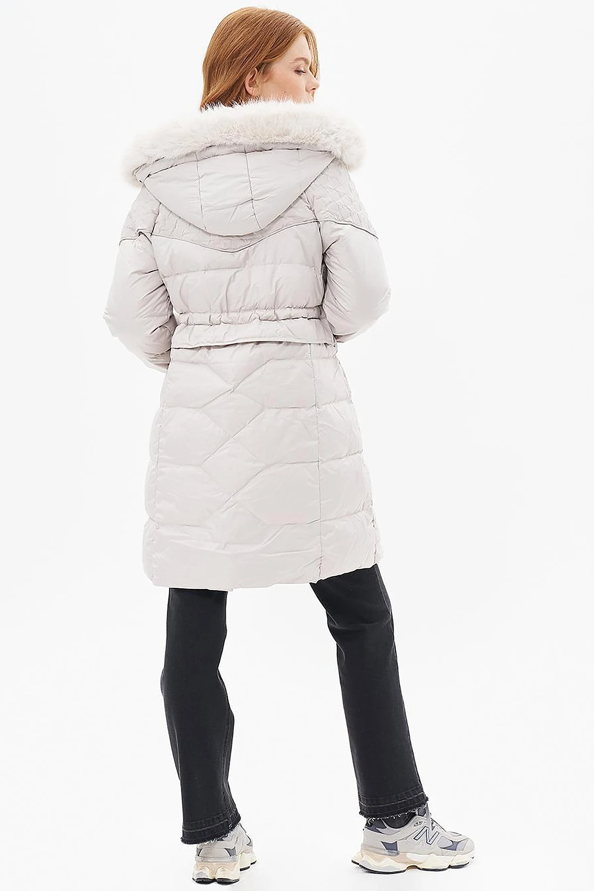Light Grey Faux Fur Down Jacket