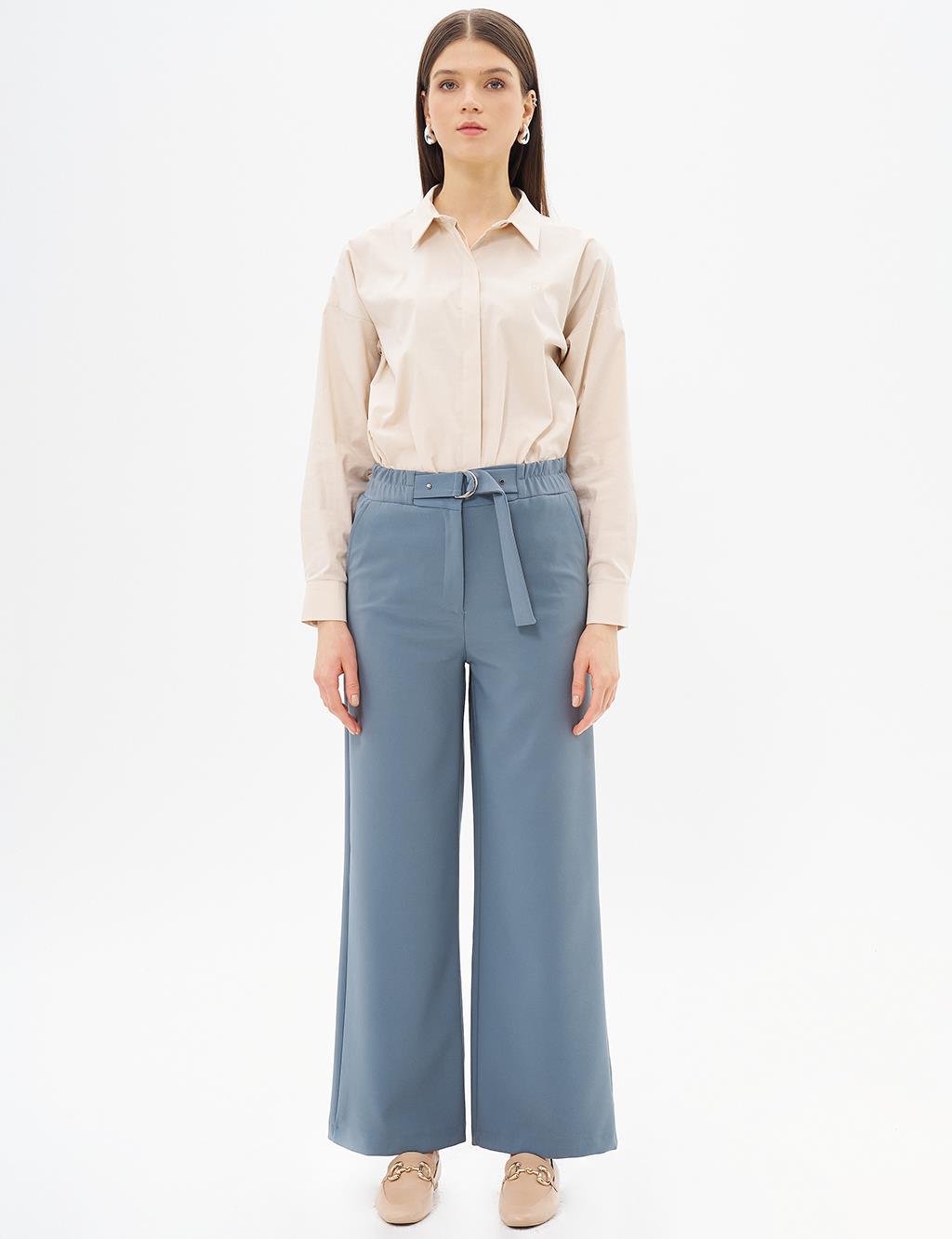 Adjustable Wide Leg Waisted Trousers Nefti