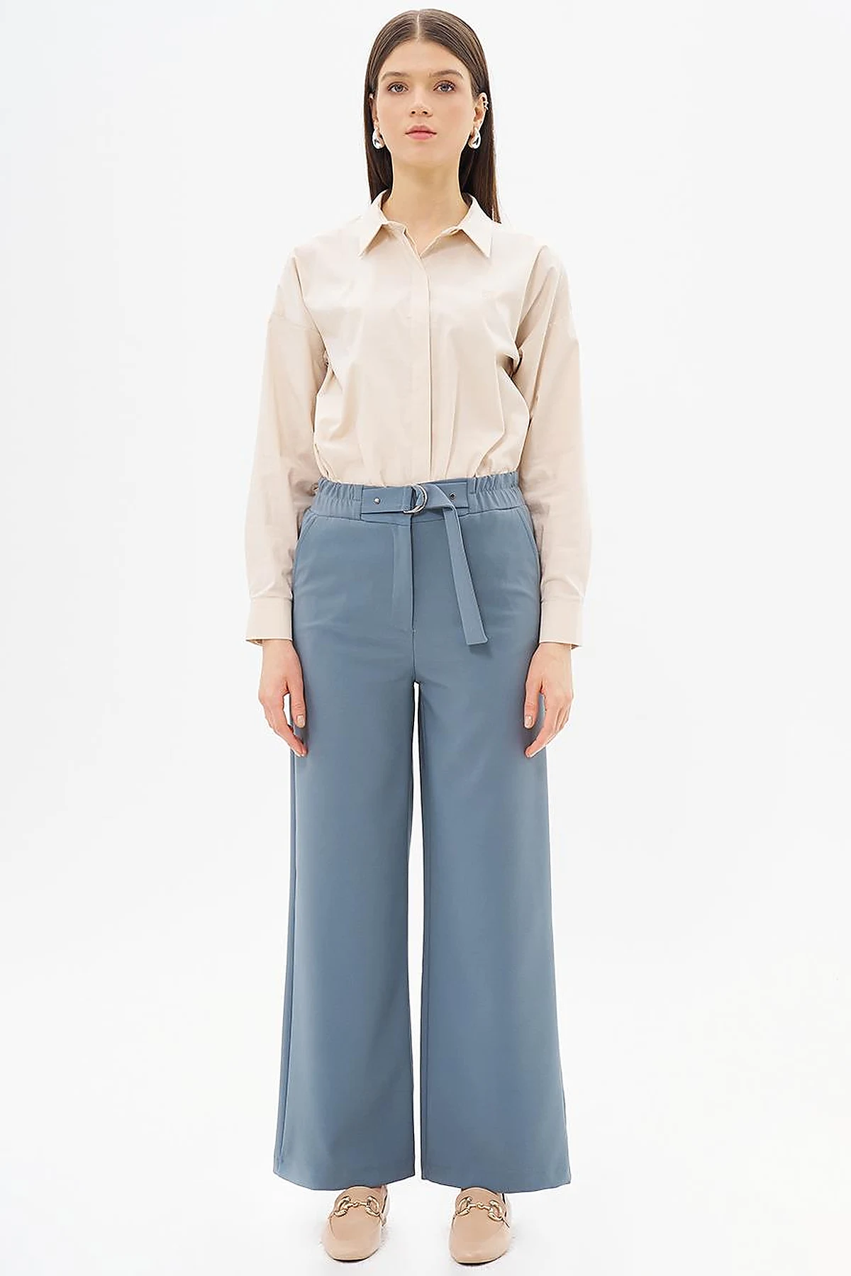 Adjustable Wide Leg Waisted Trousers Nefti