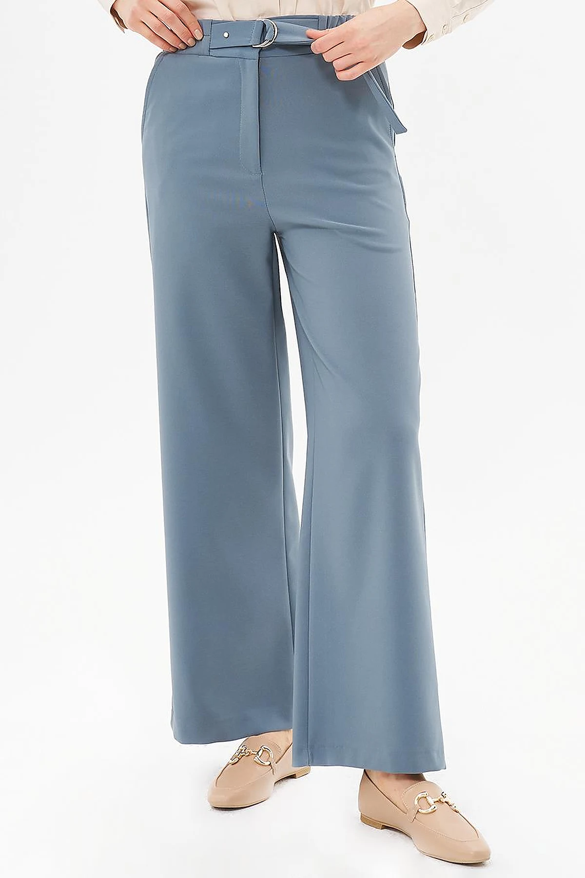 Adjustable Wide Leg Waisted Trousers Nefti