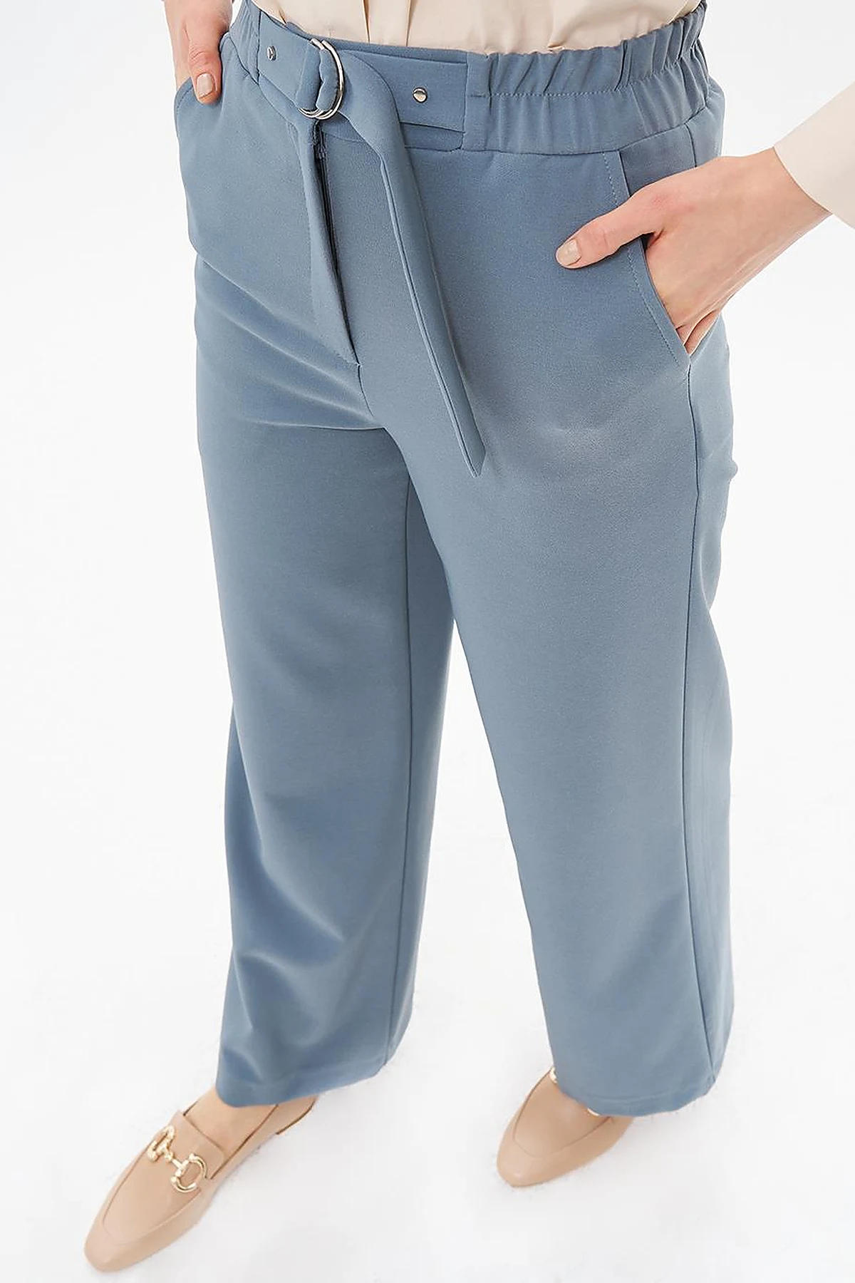 Adjustable Wide Leg Waisted Trousers Nefti