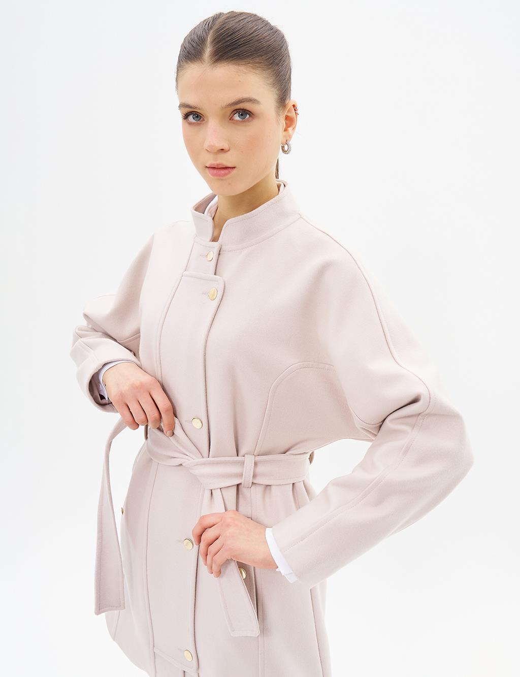 Jacket Belted Cashmere Coat Stone
