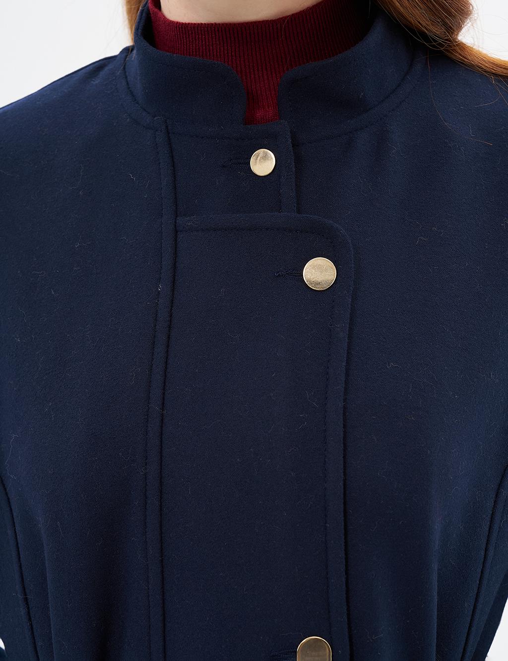 Jacket Belted Cashmere Coat Dark Navy Blue