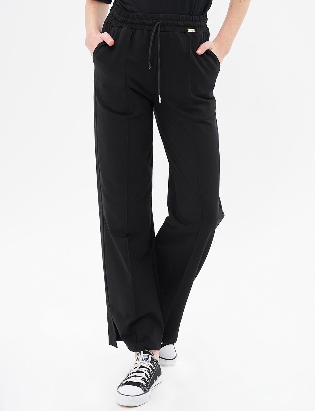 Topstitched Pants in Black