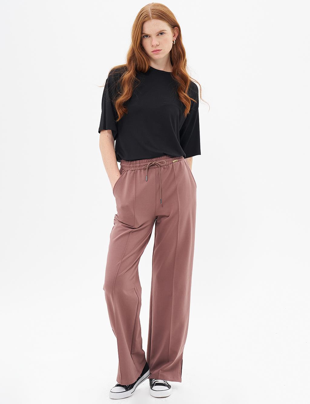 Topstitched Pants in Brown