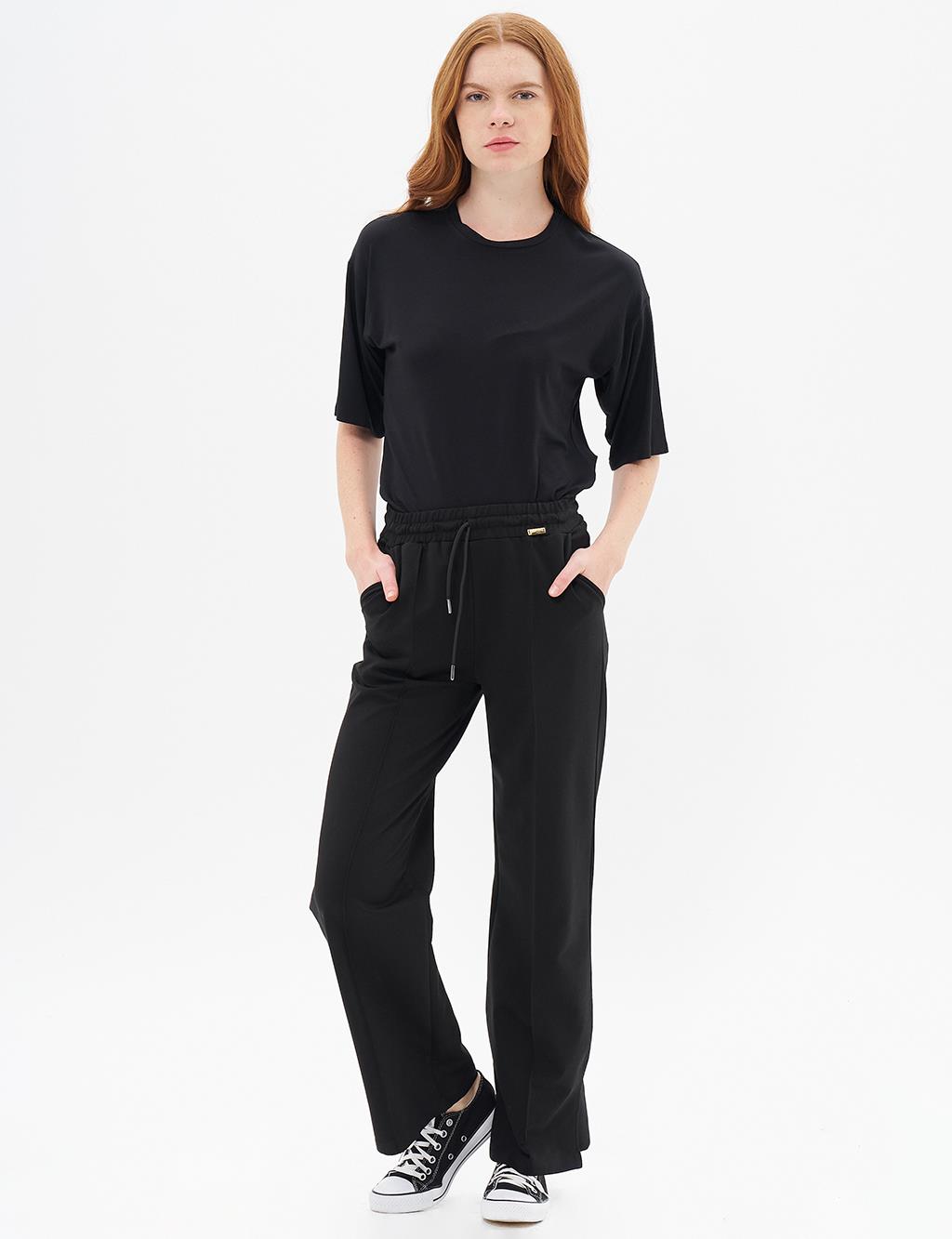 Topstitched Pants in Black