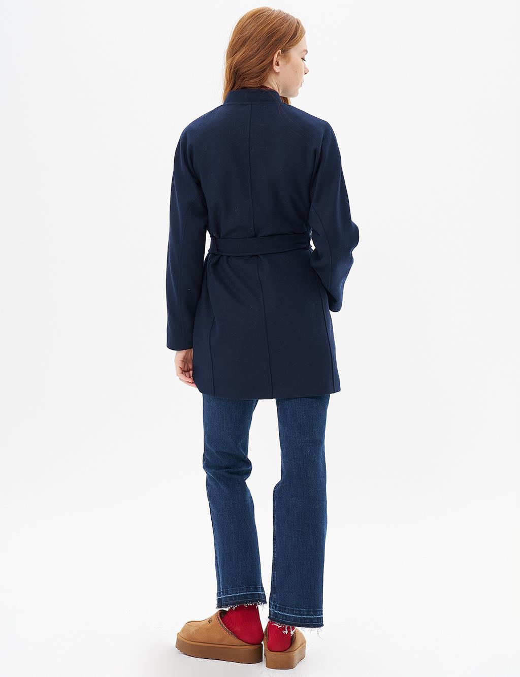 Jacket Belted Cashmere Coat Dark Navy Blue