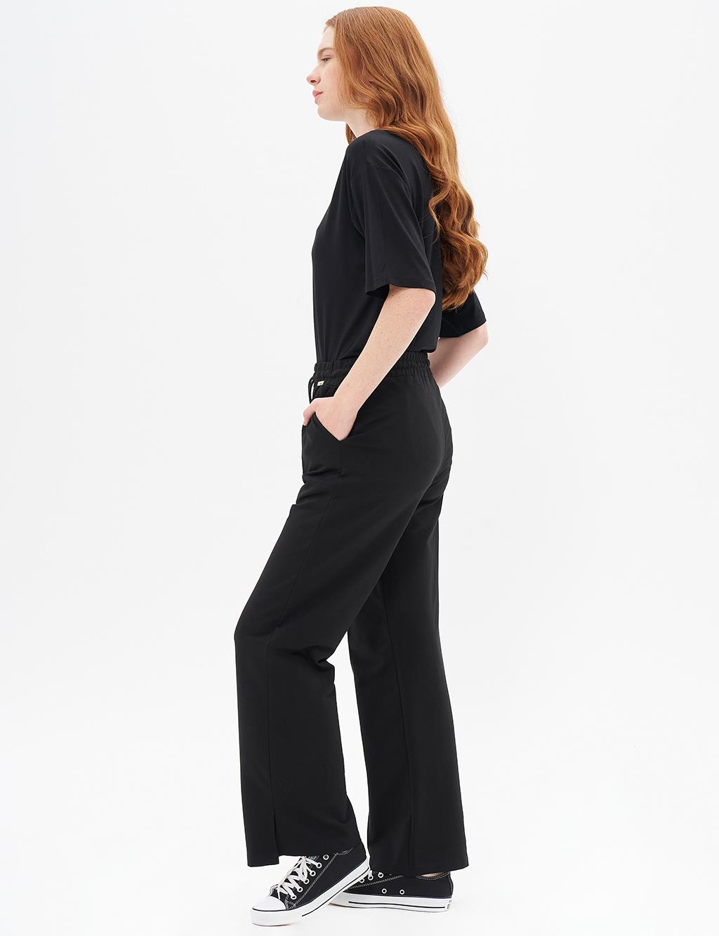 Topstitched Pants in Black