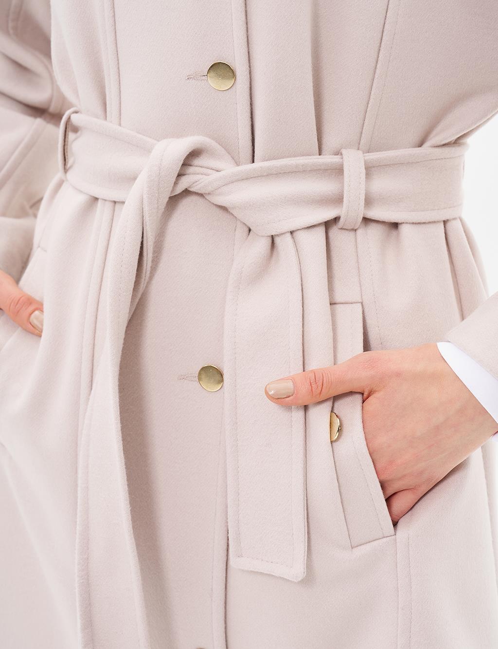 Jacket Belted Cashmere Coat Stone