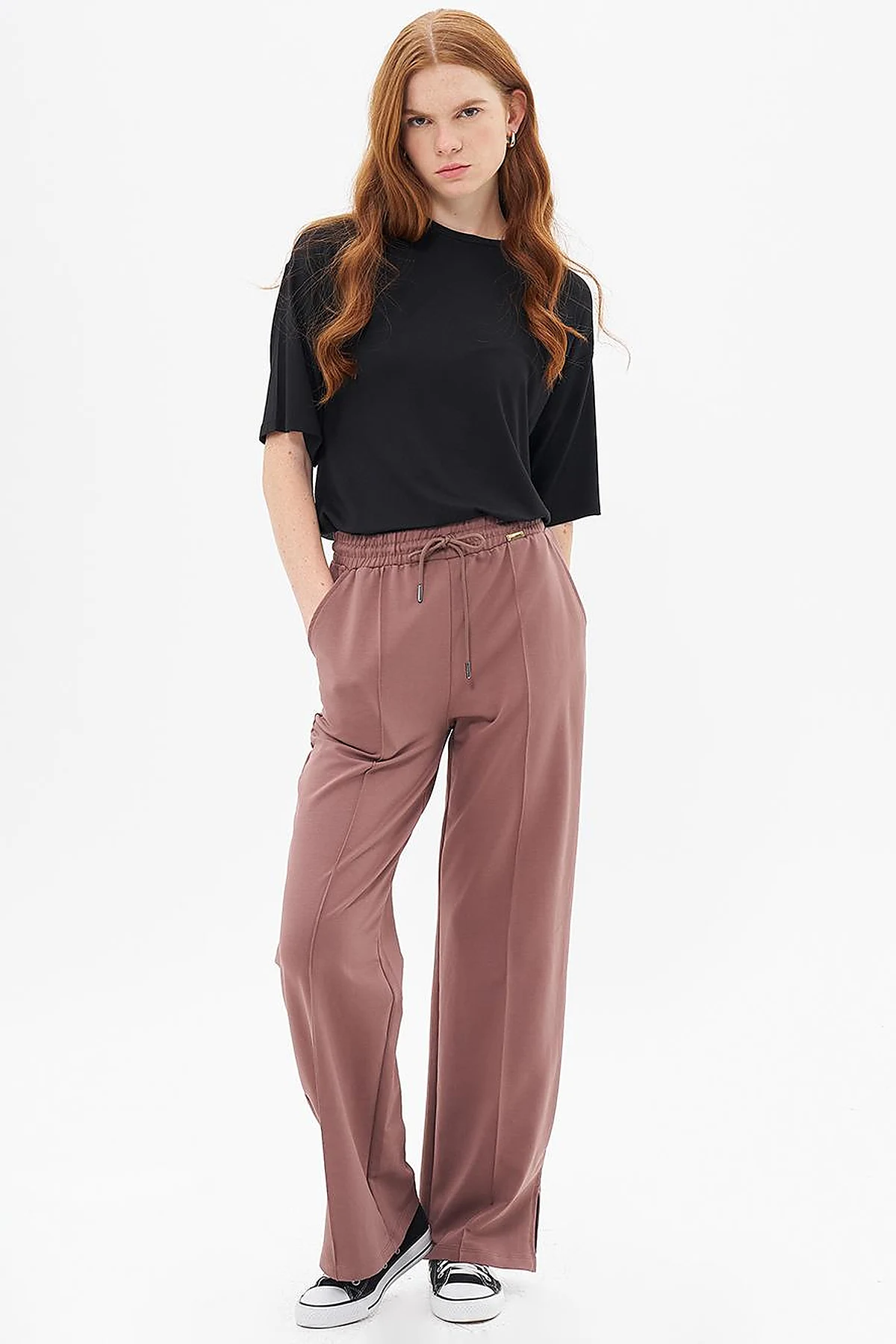 Topstitched Pants in Brown