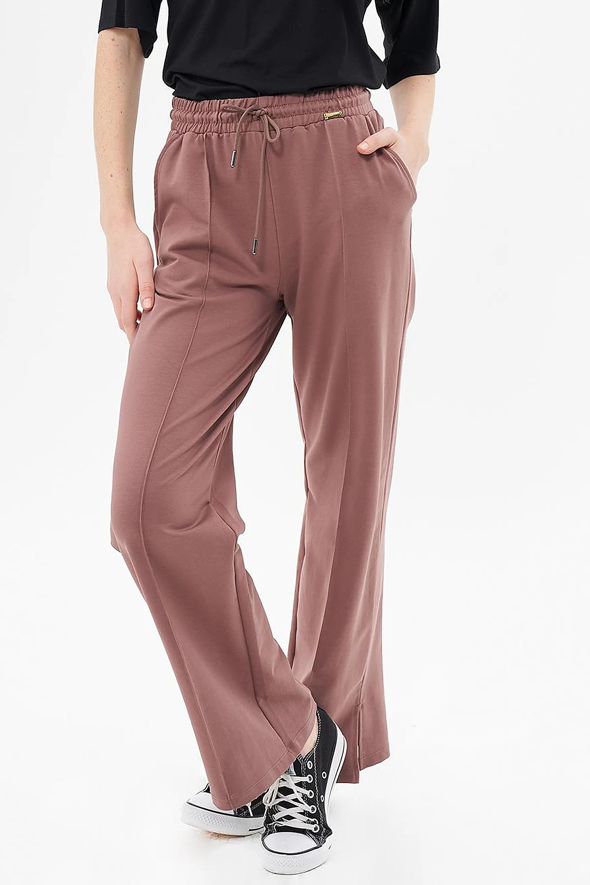 Topstitched Pants in Brown