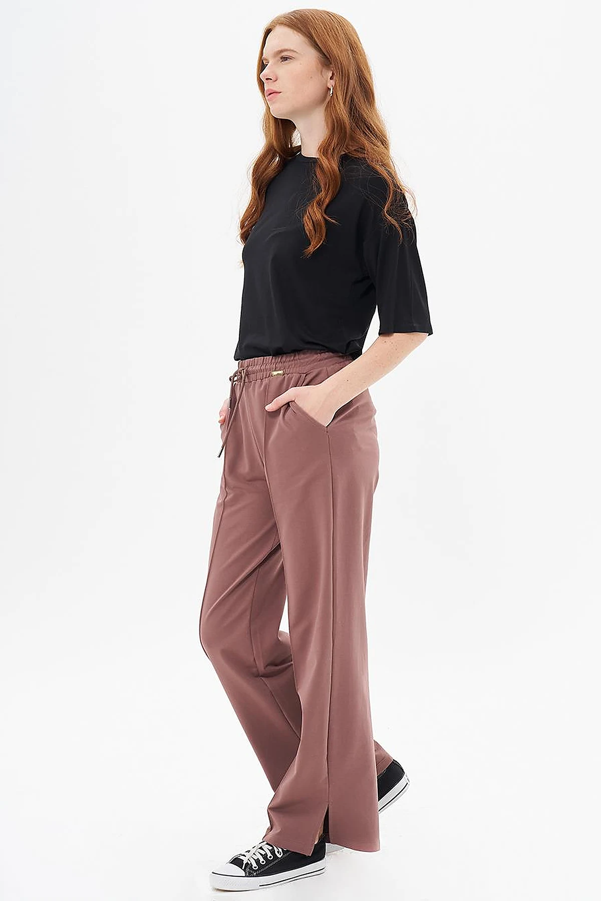 Topstitched Pants in Brown