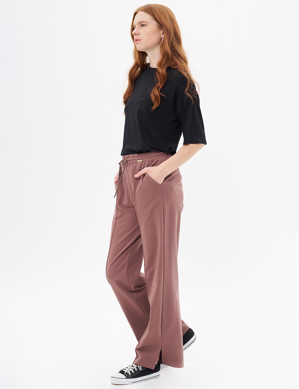 Topstitched Pants in Brown