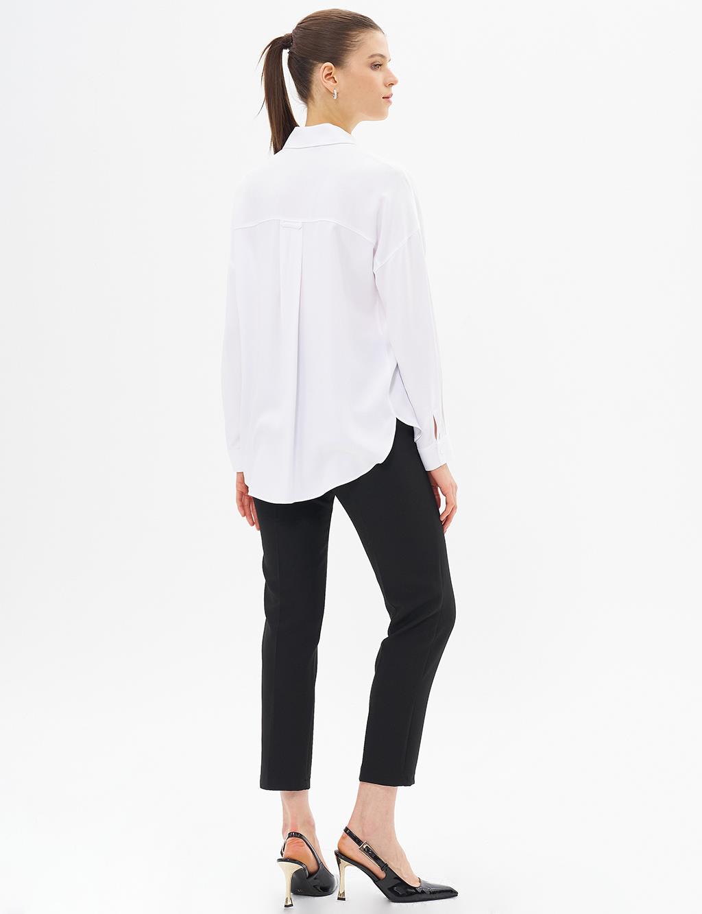 Stone Embroidered Chic Blouse Optic White