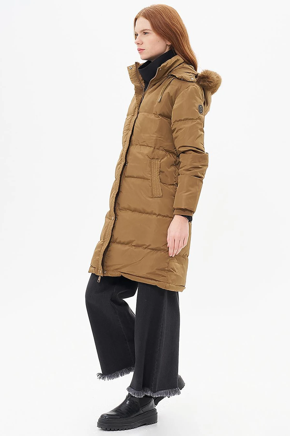Down Feather Filled Hooded Coat Dark Olive