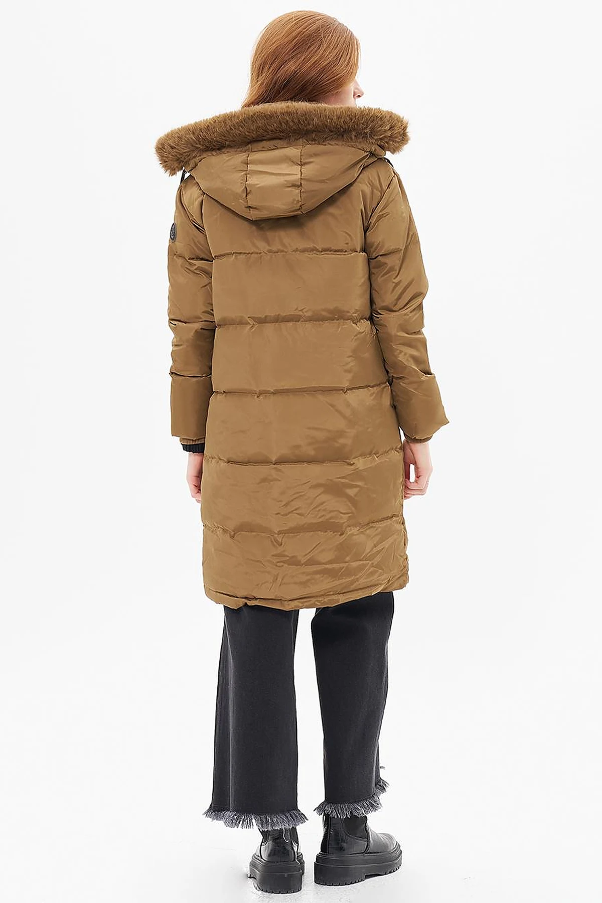 Down Feather Filled Hooded Coat Dark Olive