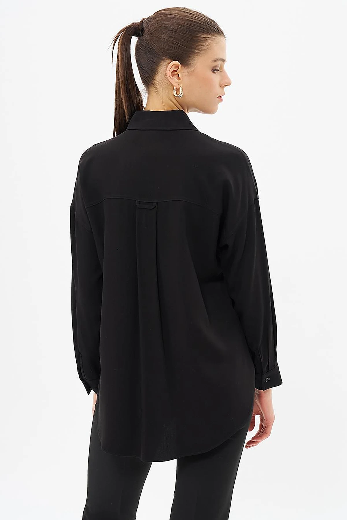 Stone-Embellished Elegant Blouse Black