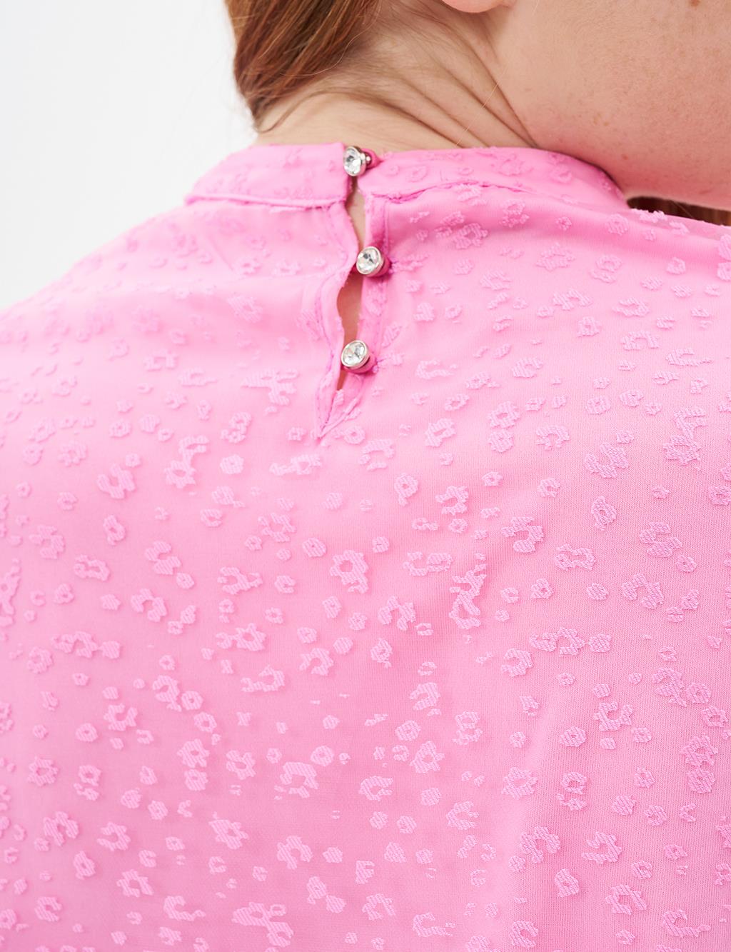 Stone Embroidered Chic Blouse Candy Pink