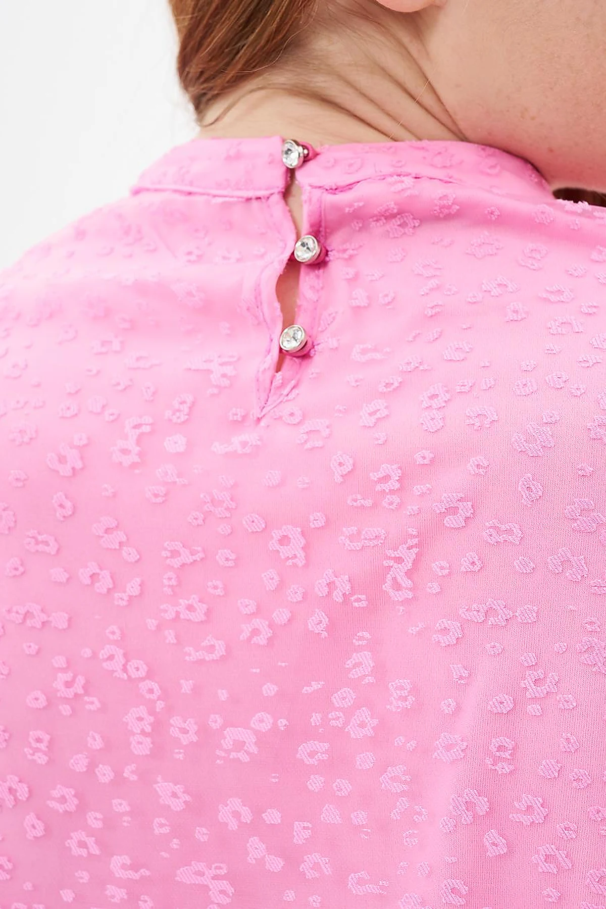 Stone-Embellished Elegant Blouse Candy Pink