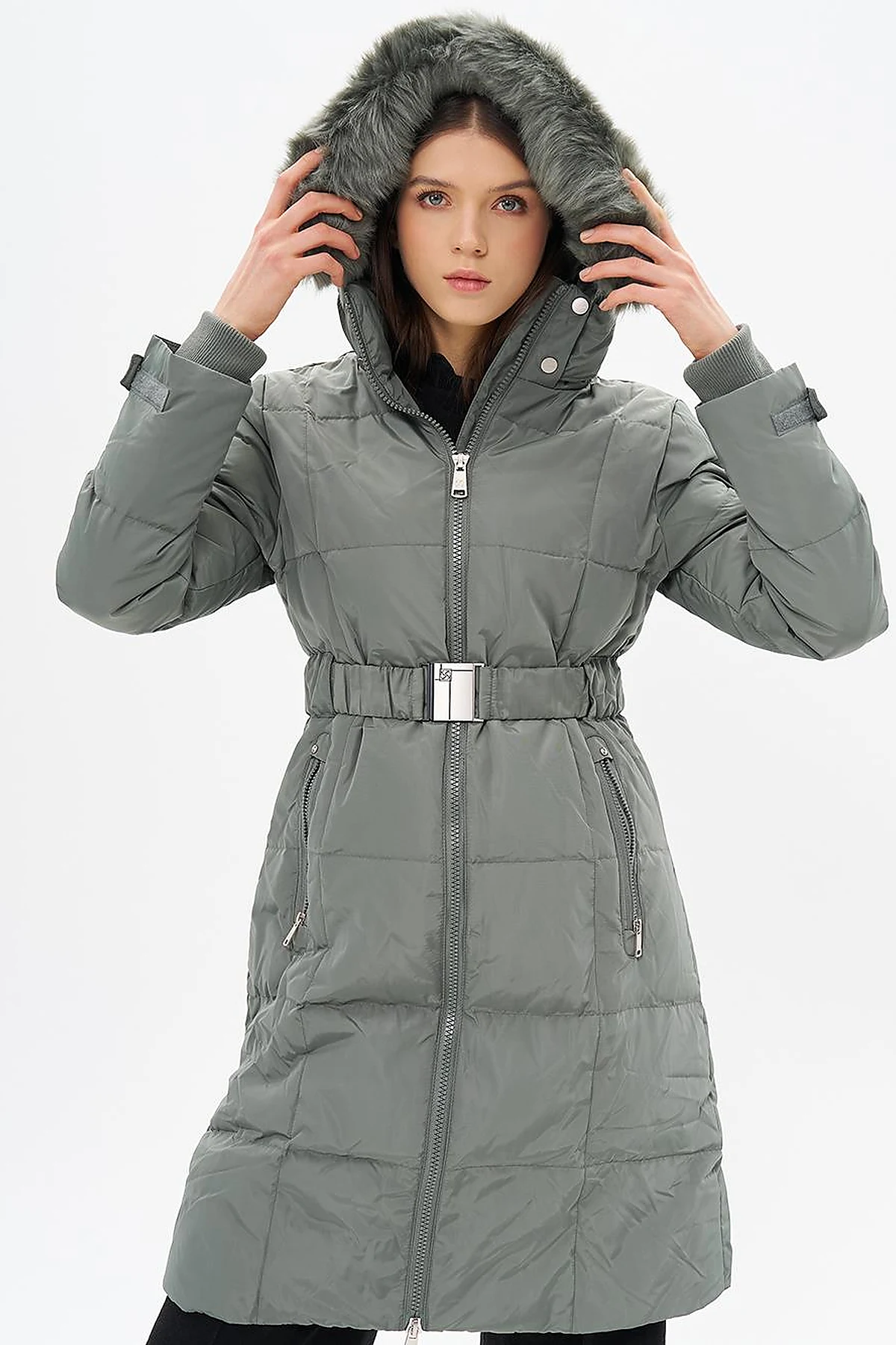 Hooded Down-Filled Jacket Moss Green