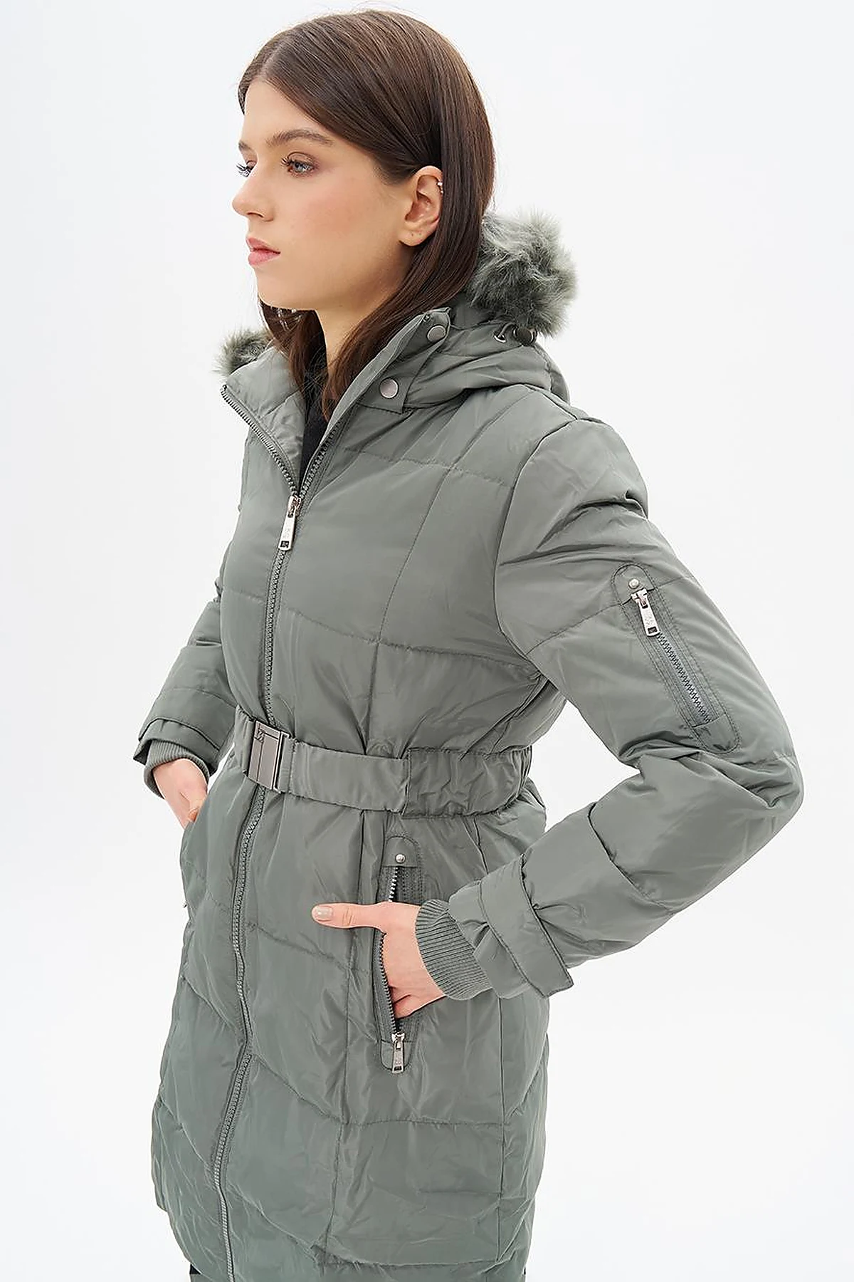 Hooded Down-Filled Jacket Moss Green