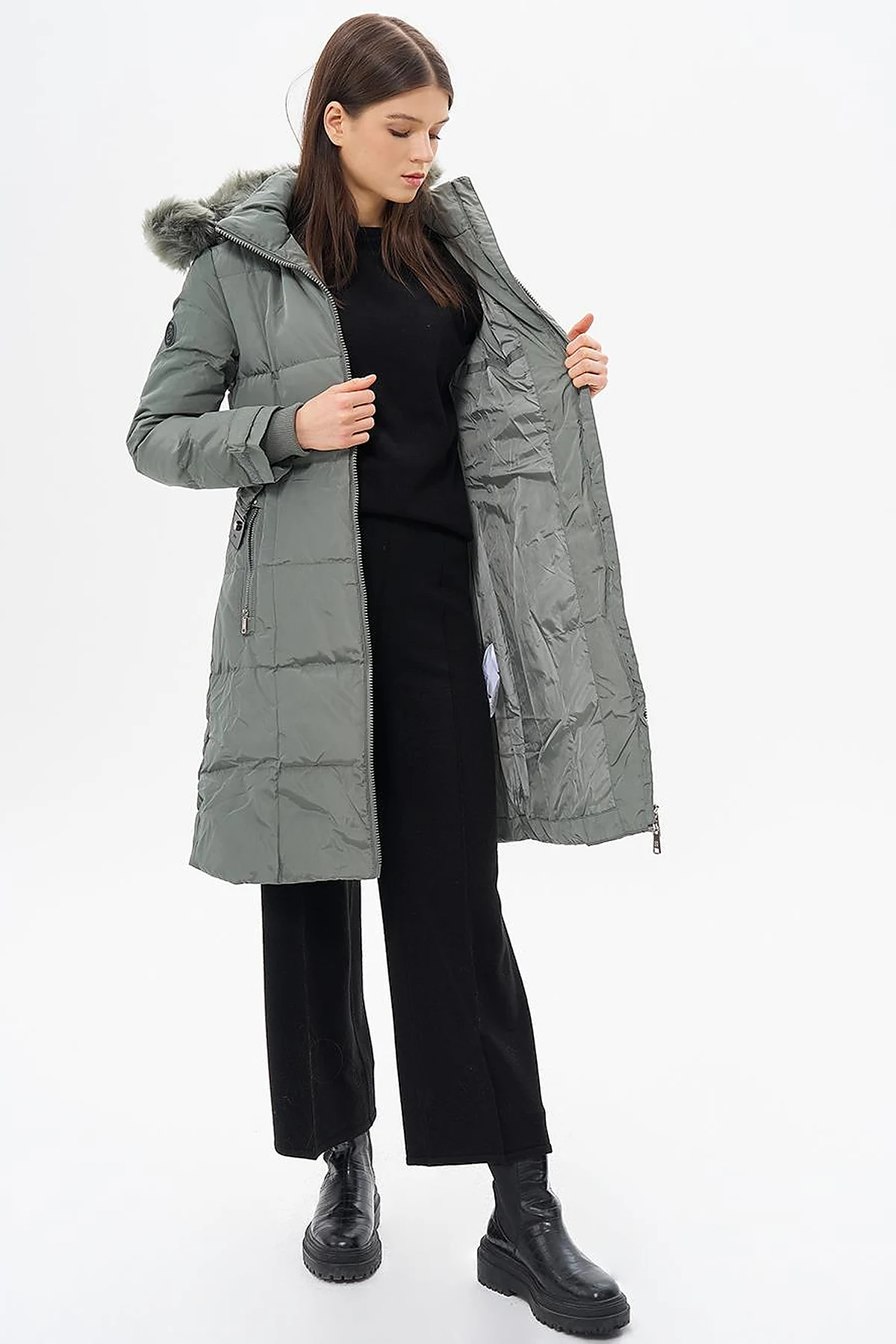 Hooded Down-Filled Jacket Moss Green
