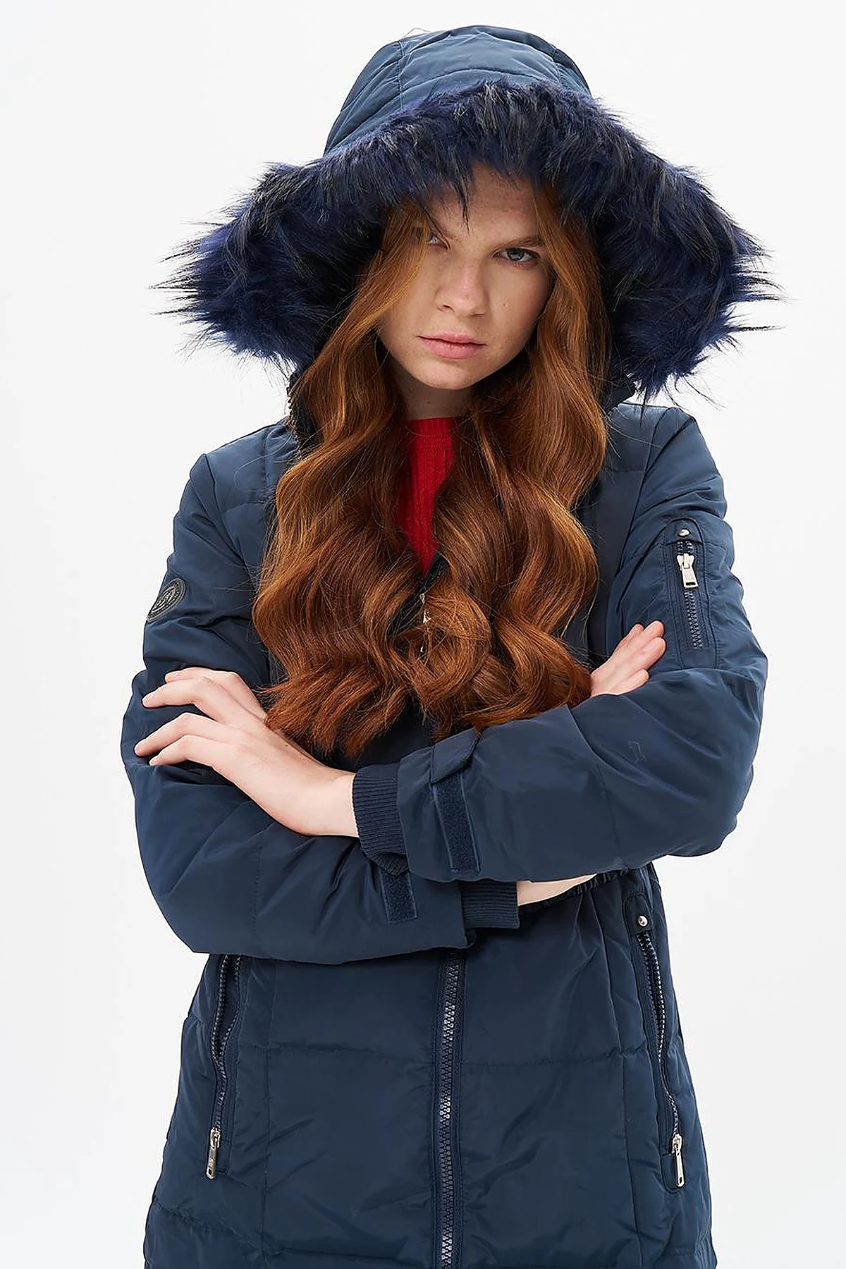 Hooded Down-Filled Jacket Navy