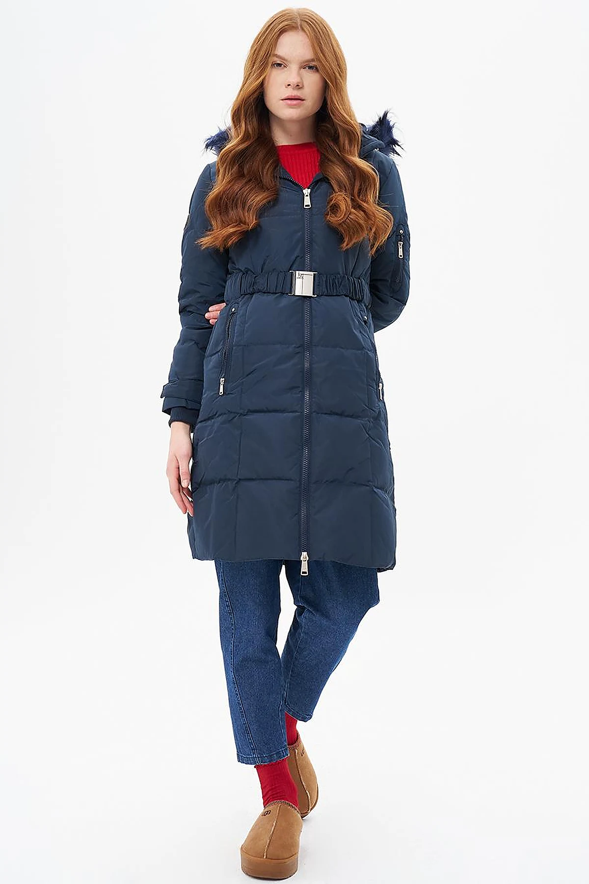 Hooded Down-Filled Jacket Navy