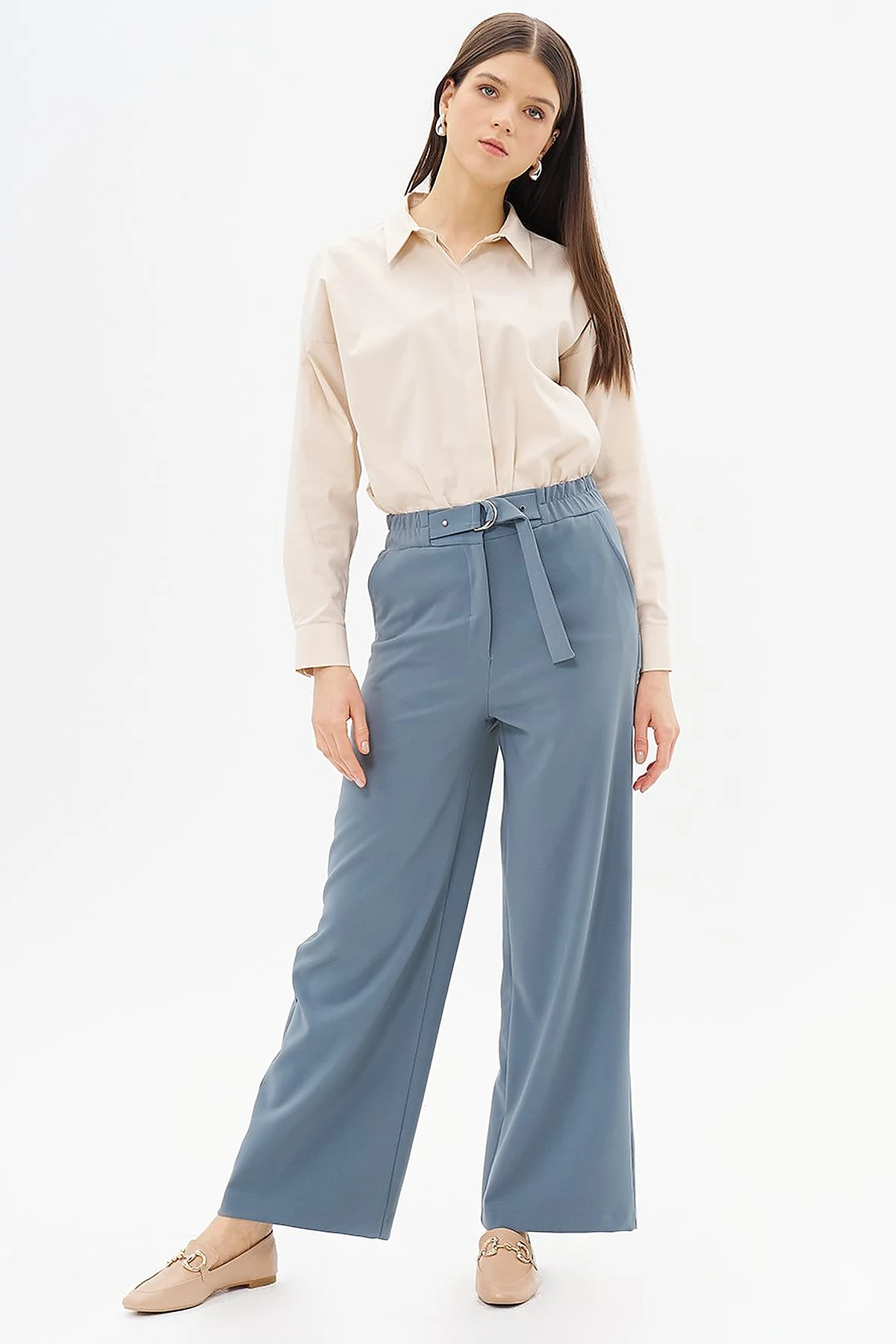 Adjustable Wide Leg Waisted Trousers Nefti