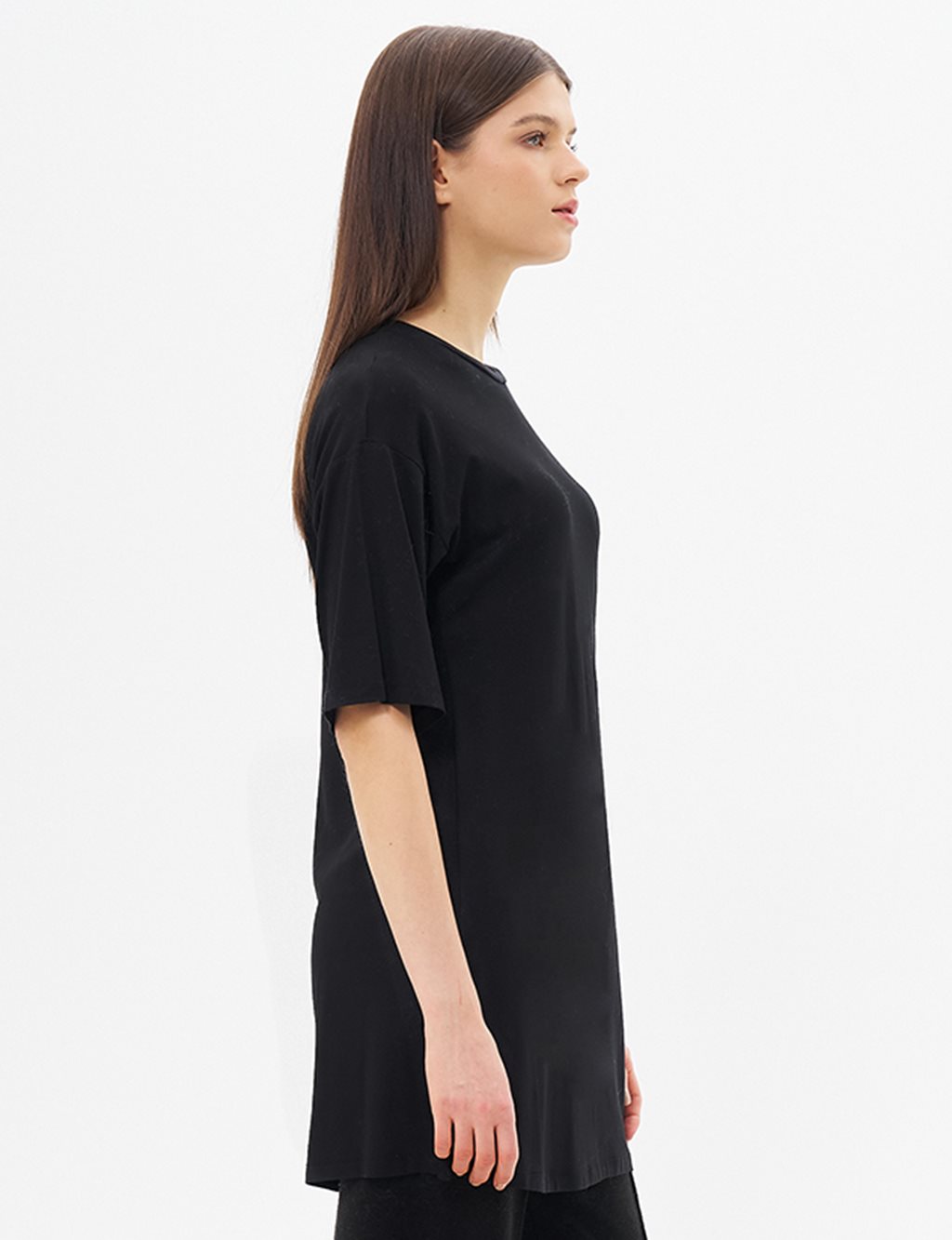 Sıfır Yaka Basic Kısa Kollu T-shirt Siyah
