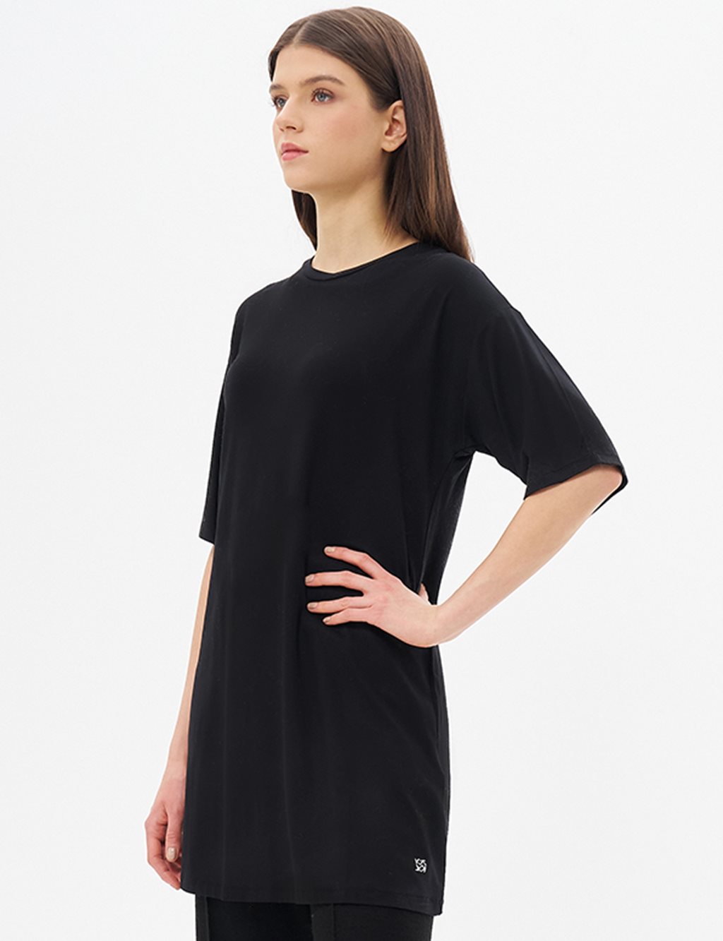 Sıfır Yaka Basic Kısa Kollu T-shirt Siyah