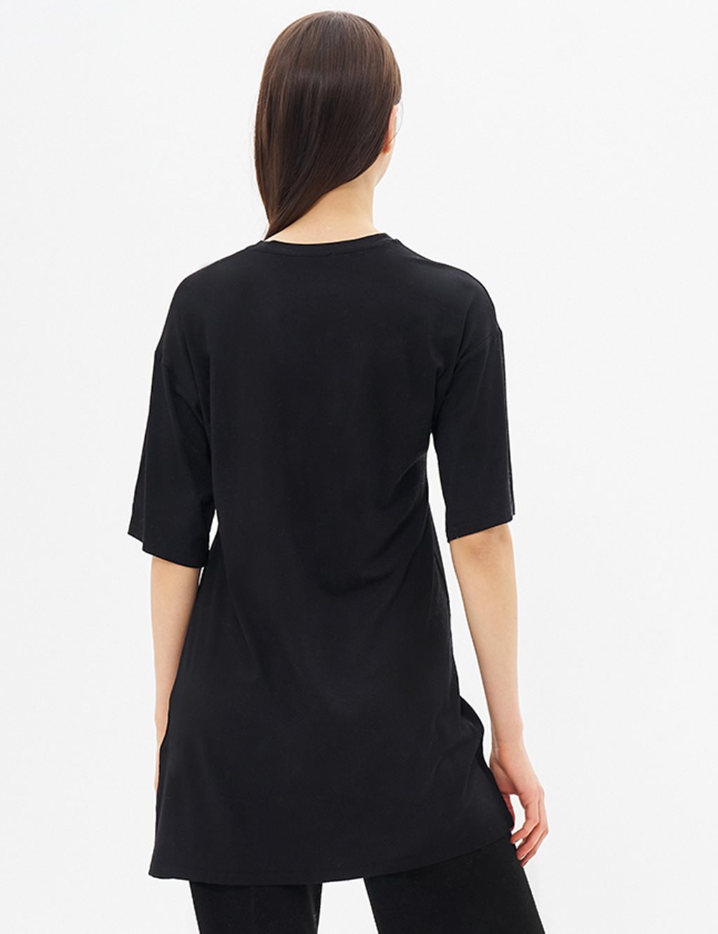 Sıfır Yaka Basic Kısa Kollu T-shirt Siyah