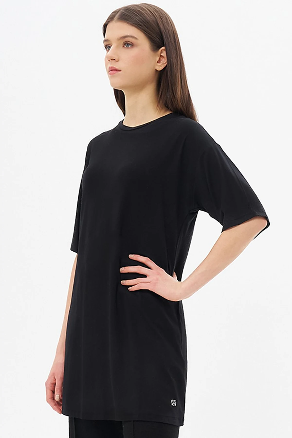 Sıfır Yaka Basic Kısa Kollu T-shirt Siyah
