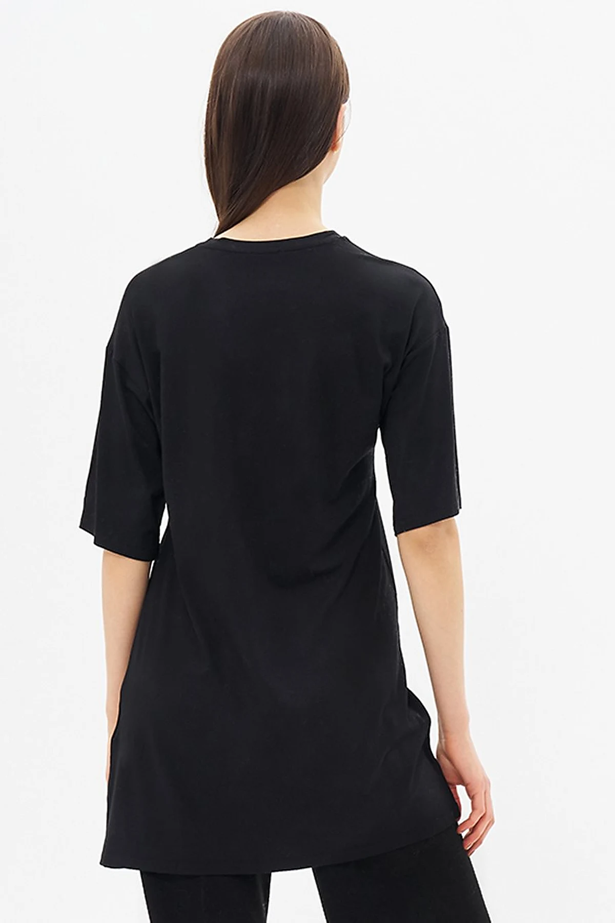 Sıfır Yaka Basic Kısa Kollu T-shirt Siyah