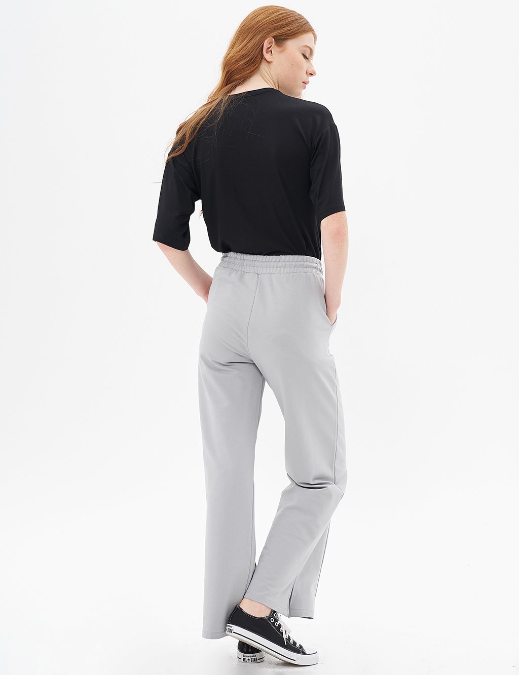 Topstitched Pants in Gray