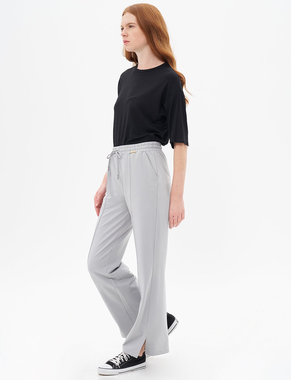 Topstitched Pants in Gray