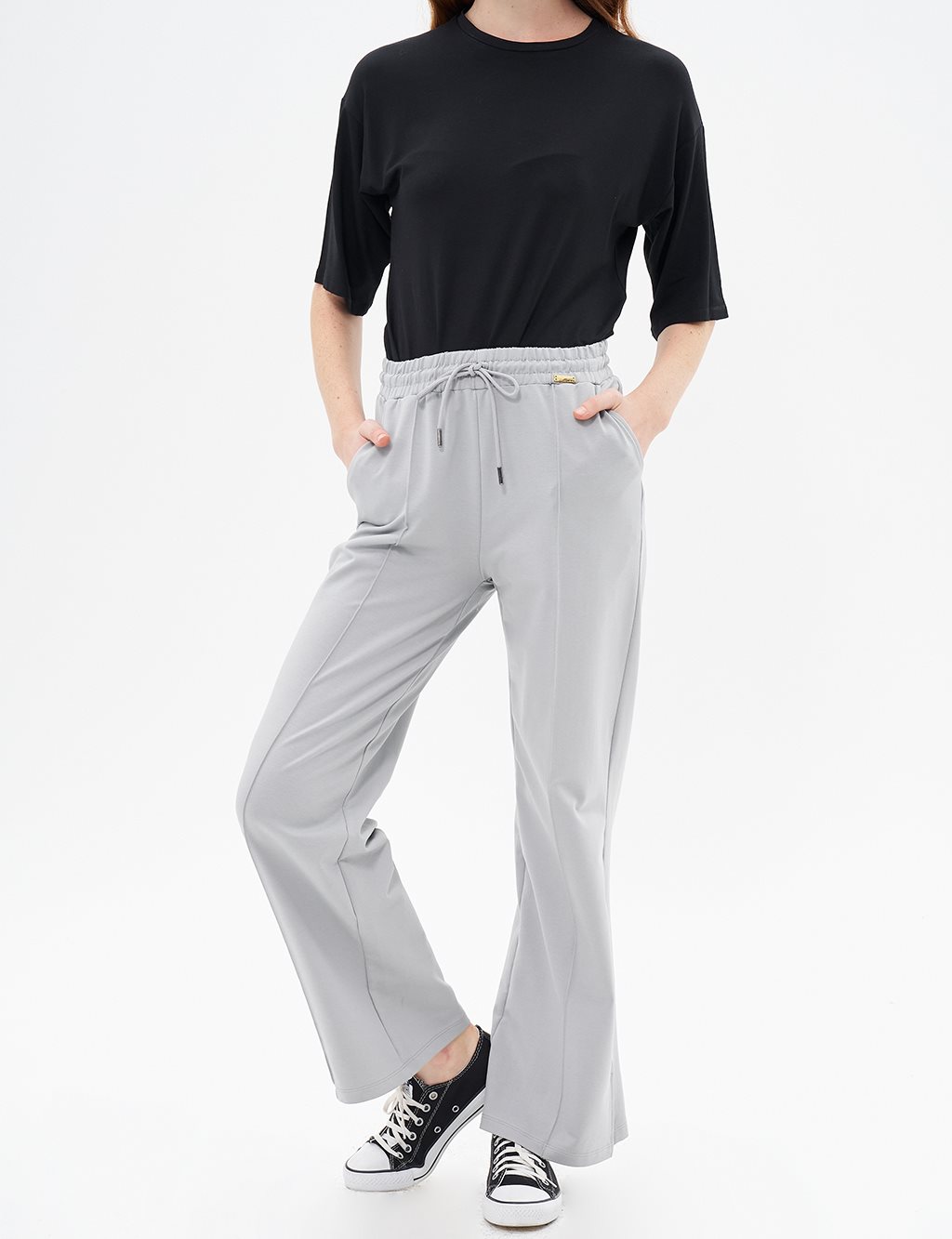 Topstitched Pants in Gray