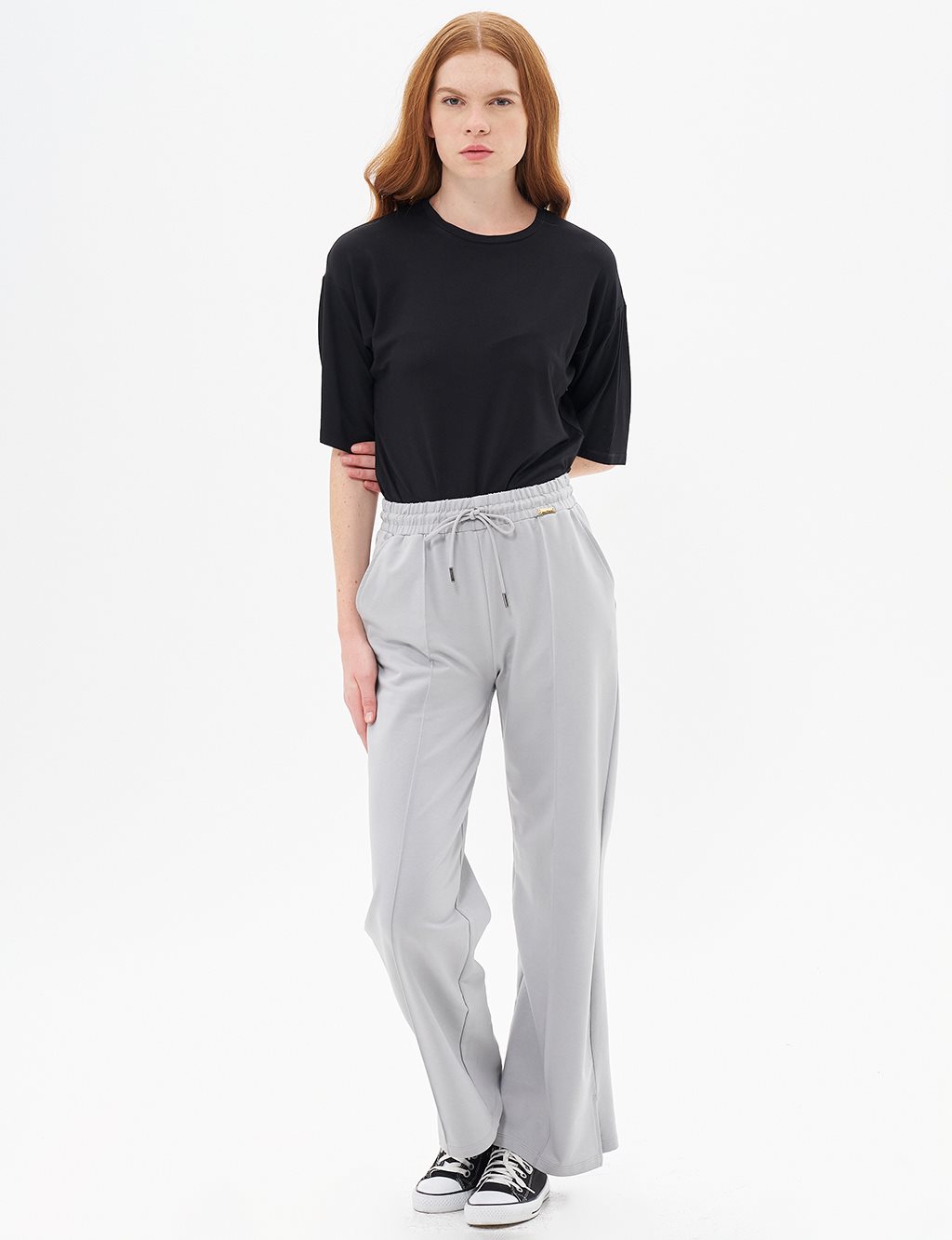 Topstitched Pants in Gray