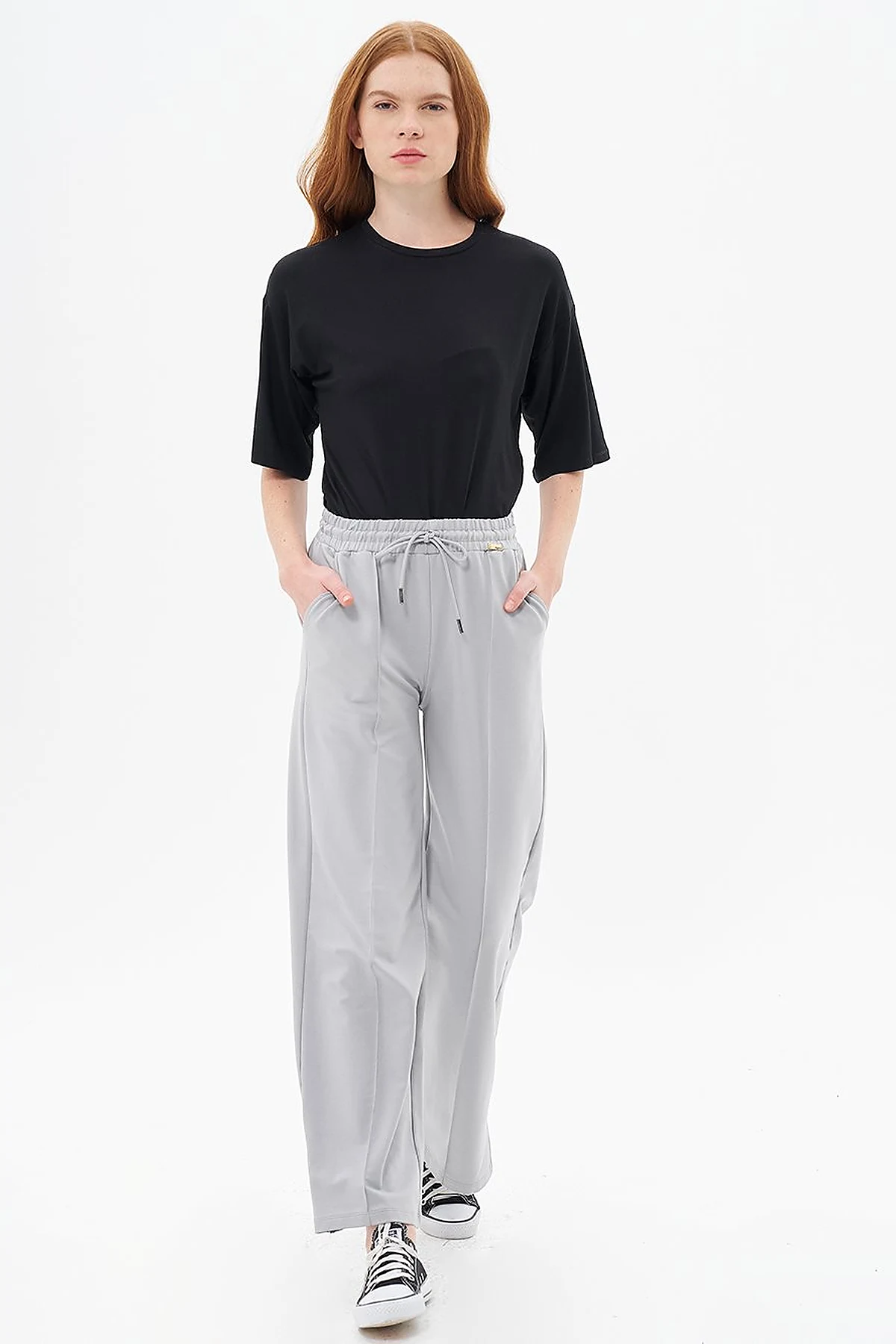 Topstitched Pants in Gray