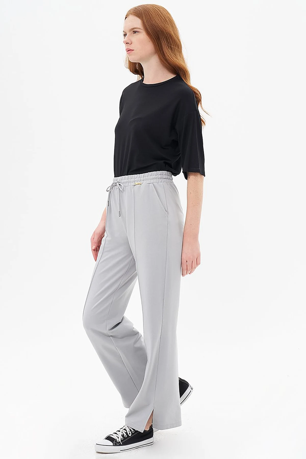 Topstitched Pants in Gray