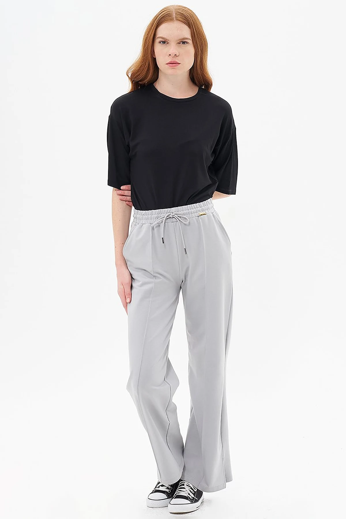 Topstitched Pants in Gray