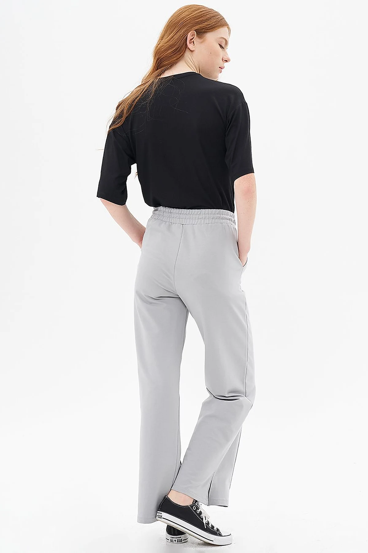 Topstitched Pants in Gray