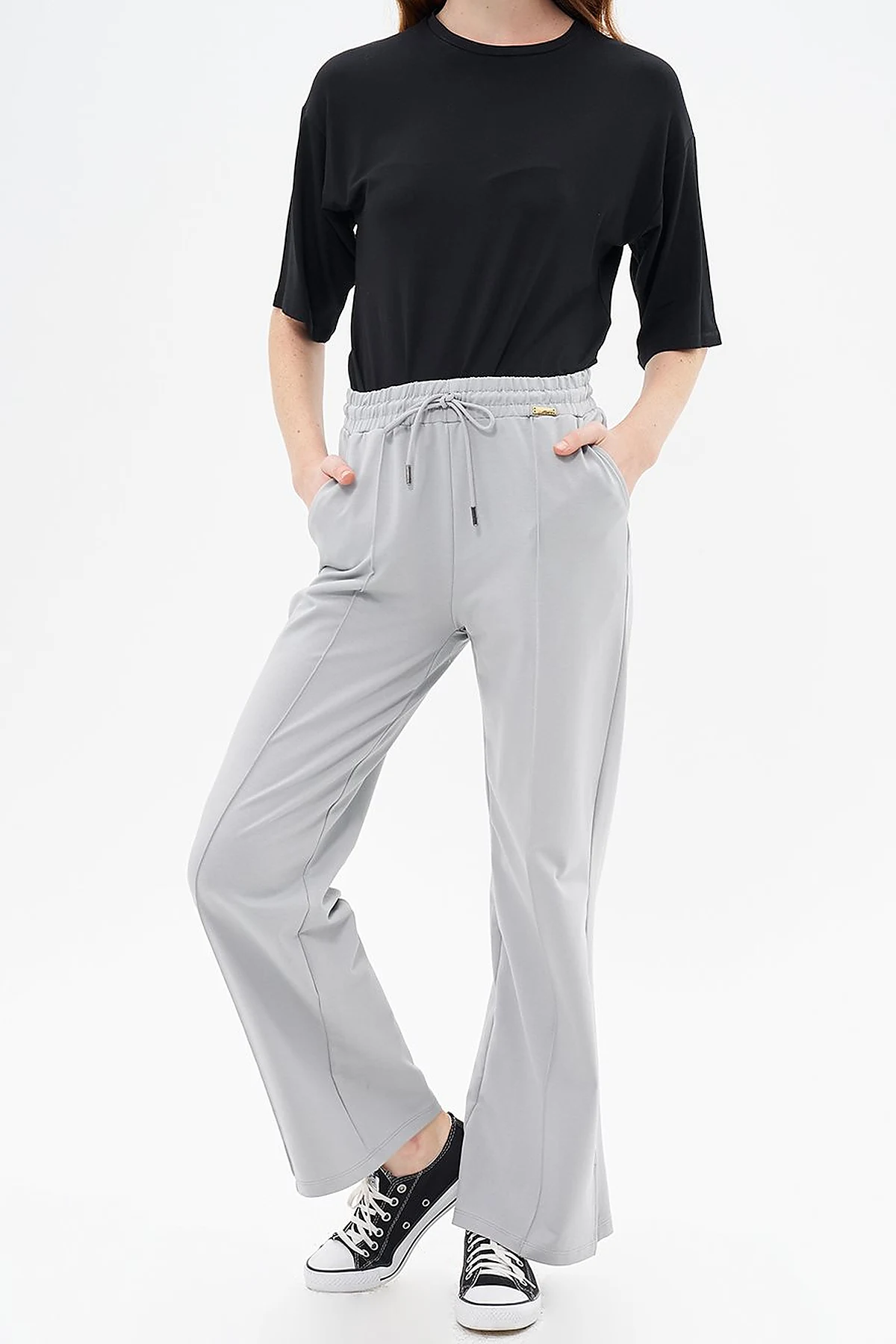 Topstitched Pants in Gray