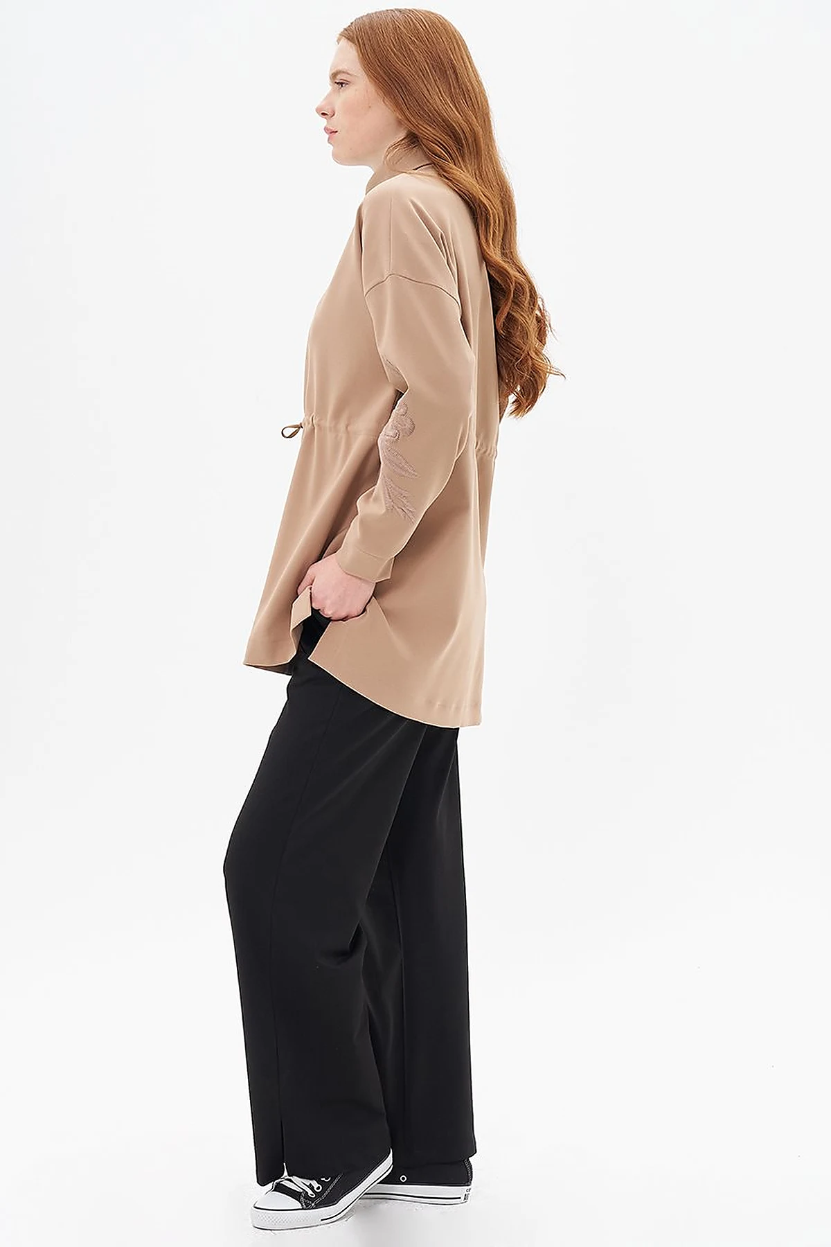 Embroidered Sweatshirt Beige