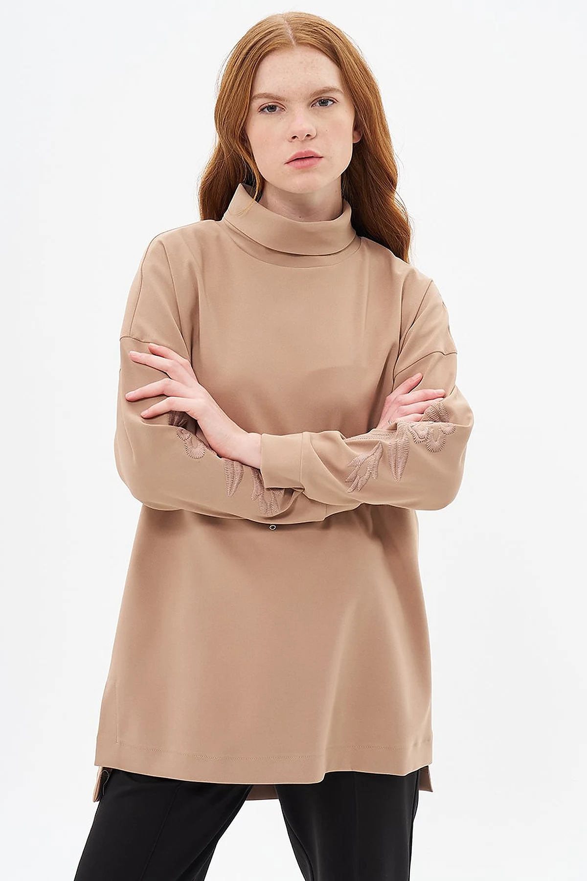 Embroidered Sweatshirt Beige