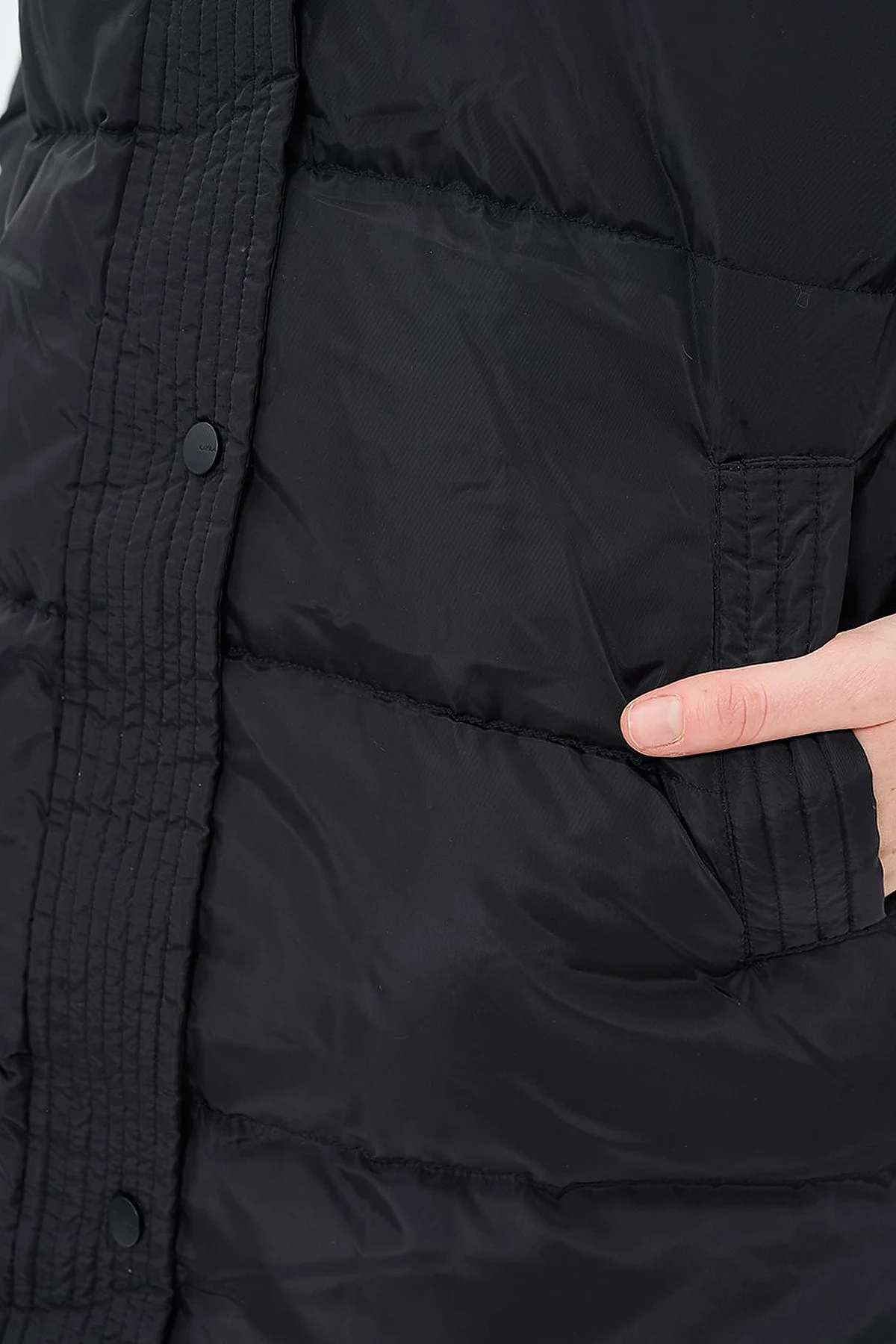 Goose Feather Filled Hooded Coat Black