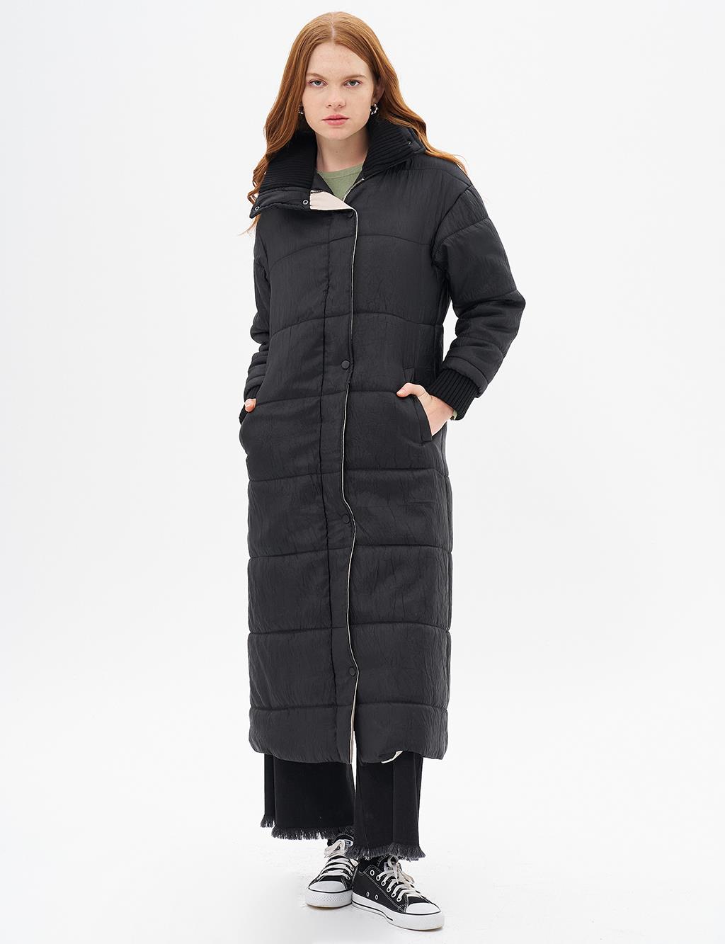 Knitwear Detailed Coat Black