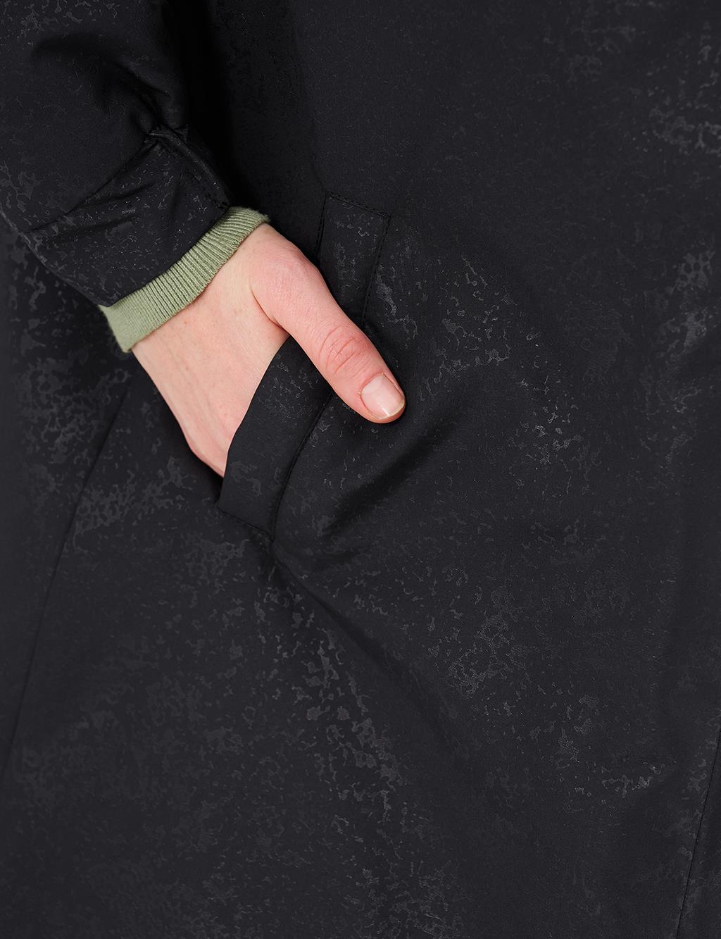 Netted Concealable Hooded Coat Black